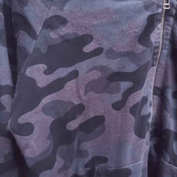 Sundry Camo Zip Up Hoodie Light Dark Grey Print Size 2 Medium Sweatshirt Comfy - Picture 12 of 15